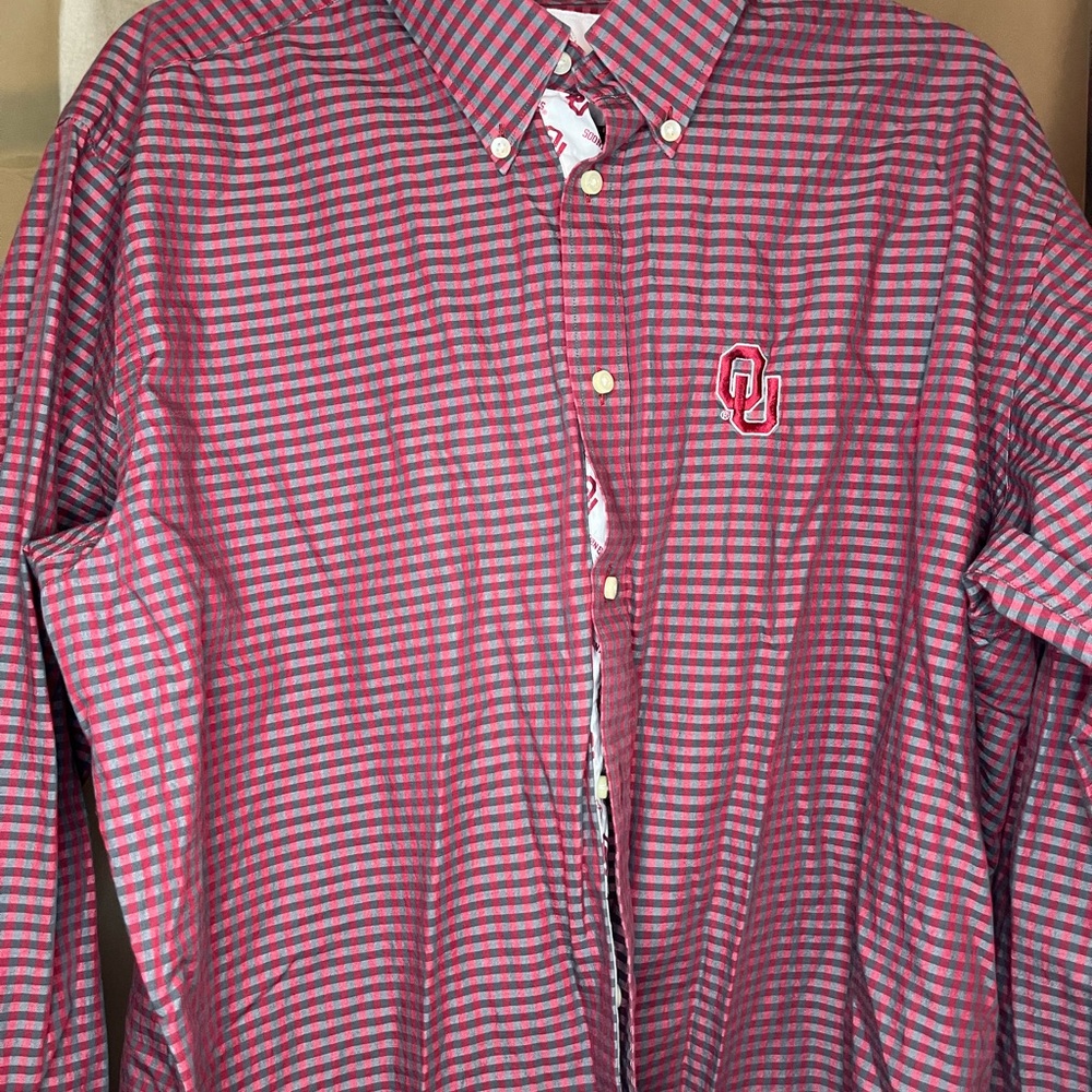 Oklahoma University -Thomas Dean Red  Checkered Shirt